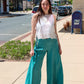 MILIO MILANO LINEN A-SEAM WIDE LEG PALAZZO PANTS
