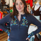 FREE PEOPLE “FLEUR” EMBROIDERED CUFF TOP