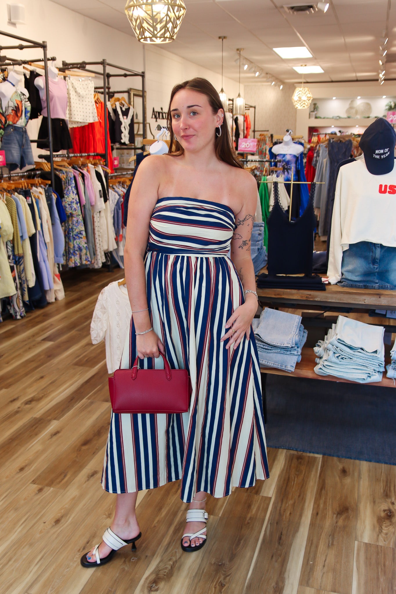NEEDII TUBE WIDE STRIPED MAXI DRESS