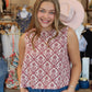 VELVET HEART "PARADISE TILE" BUTTON DOWN BACK TOP