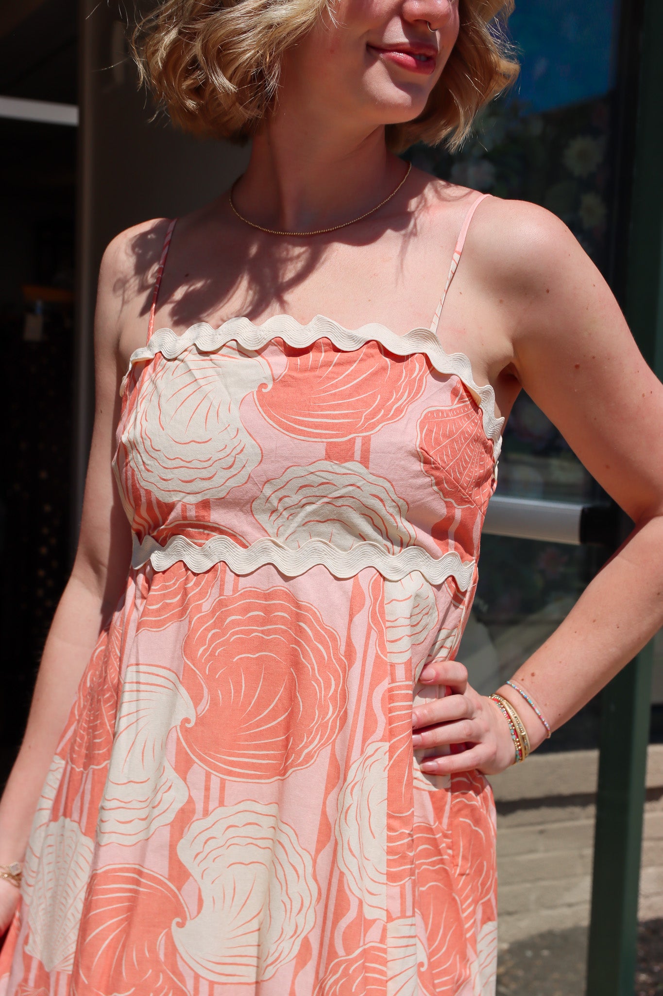 BY TOGETHER RIC RAC HEM SHELL MAXI DRESS