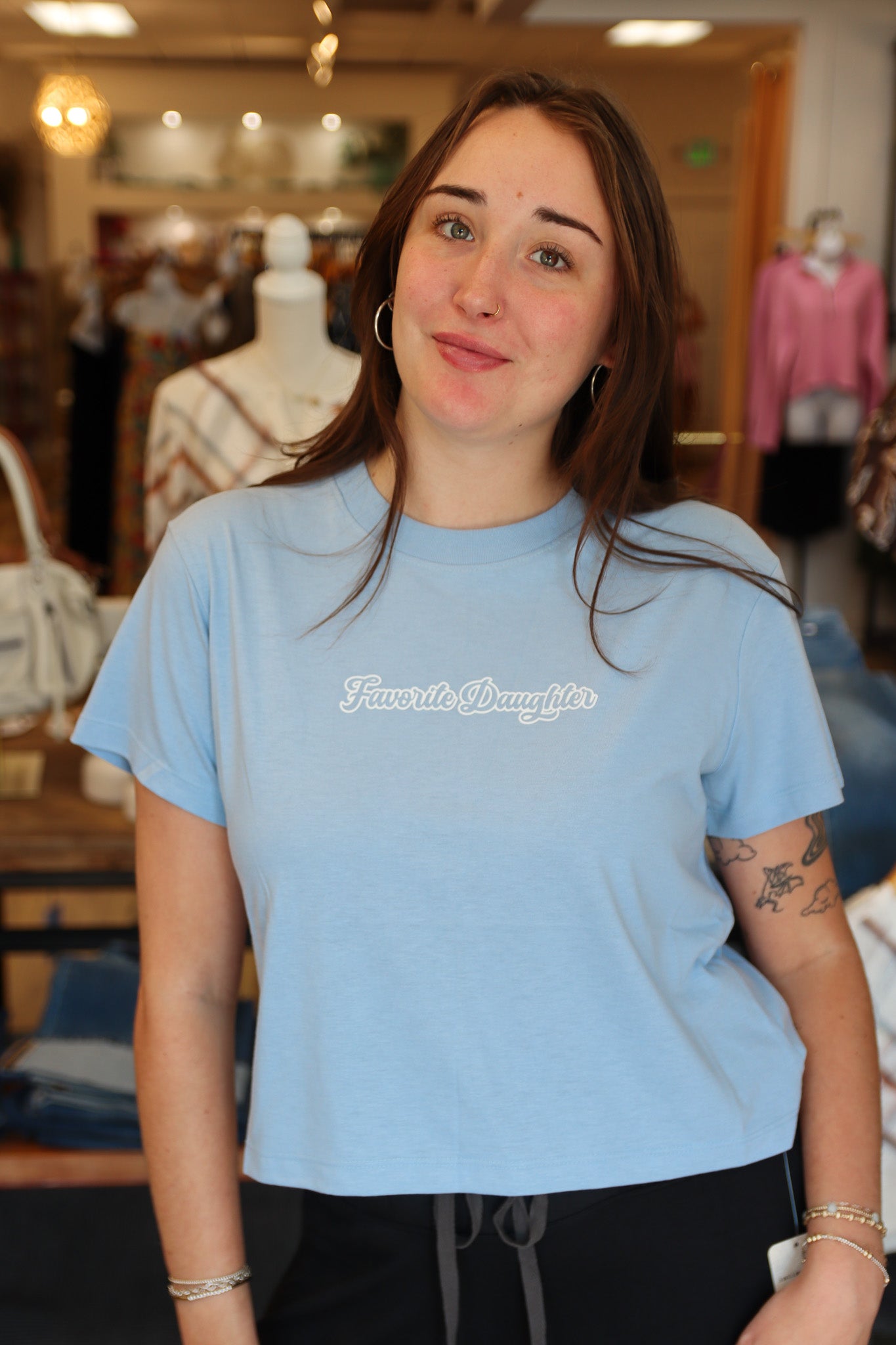 FAVORITE DAUGHTER THE CROPPED “VARSITY” TEE