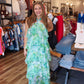 ASTR THE LABEL “DAIGA” FLORAL HALTER TIERED MAXI DRESS