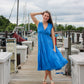MILIO MILANO COTTON V-NECK MIDI DRESS