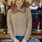 ELAN COLLARED SWEATER BROWN DETAIL