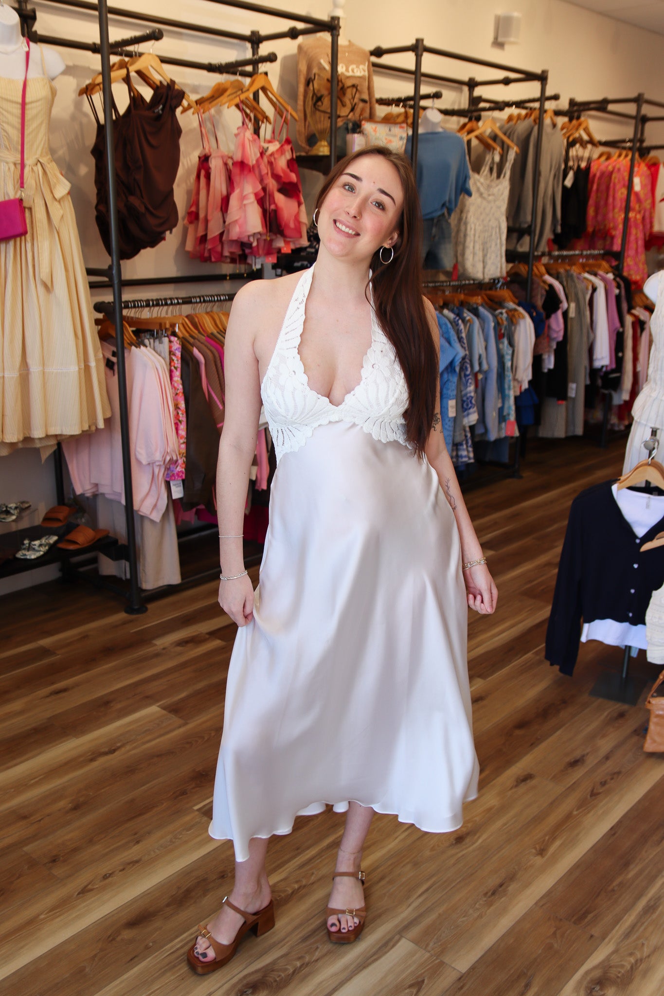 FREE PEOPLE “PETAL PARTY” MIDI SLIP DRESS
