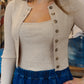 NEEDII RIBBED CAMI + LONG SLEEVE CARDI SWEATER SET