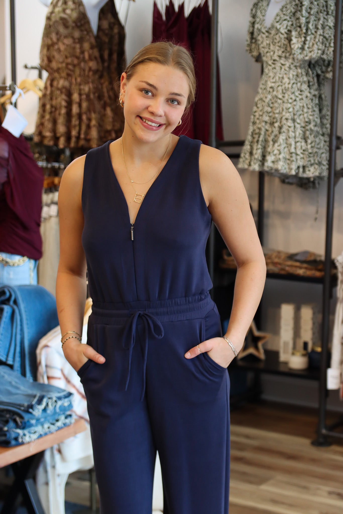 ARIELLA ZIPPER DETAIL SCUBA JUMPSUIT