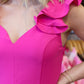 RUFFLED SHOULDER OPEN BACK DRESS