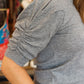 PINCH RUCHED PUFF SLEEVE KNIT TOP