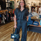 ELAN “BLACK CHAMBRAY” OPEN BACK JUMPSUIT