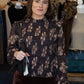 MOLLY BRACKEN LONG SLEEVE SMOCKED TOP WITH RUFFLE PEPLUM