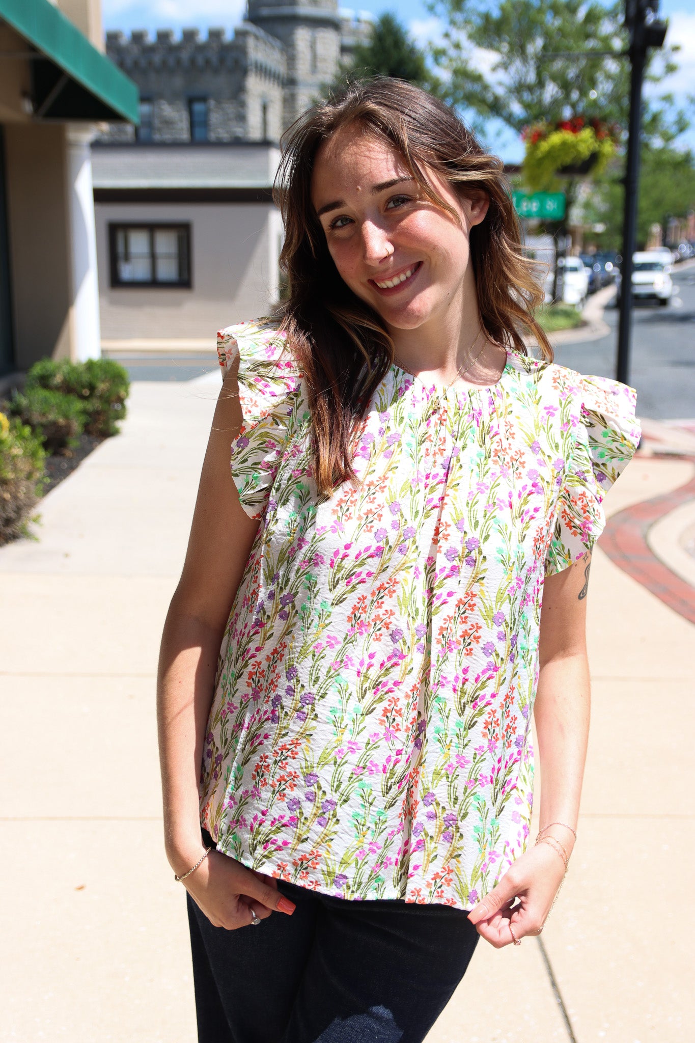 Ditsy Flutter Top Apricot Lane Boutique Bel Air