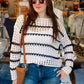 RD STYLE “JENSYN” BOAT NECK CROCHET SWEATER