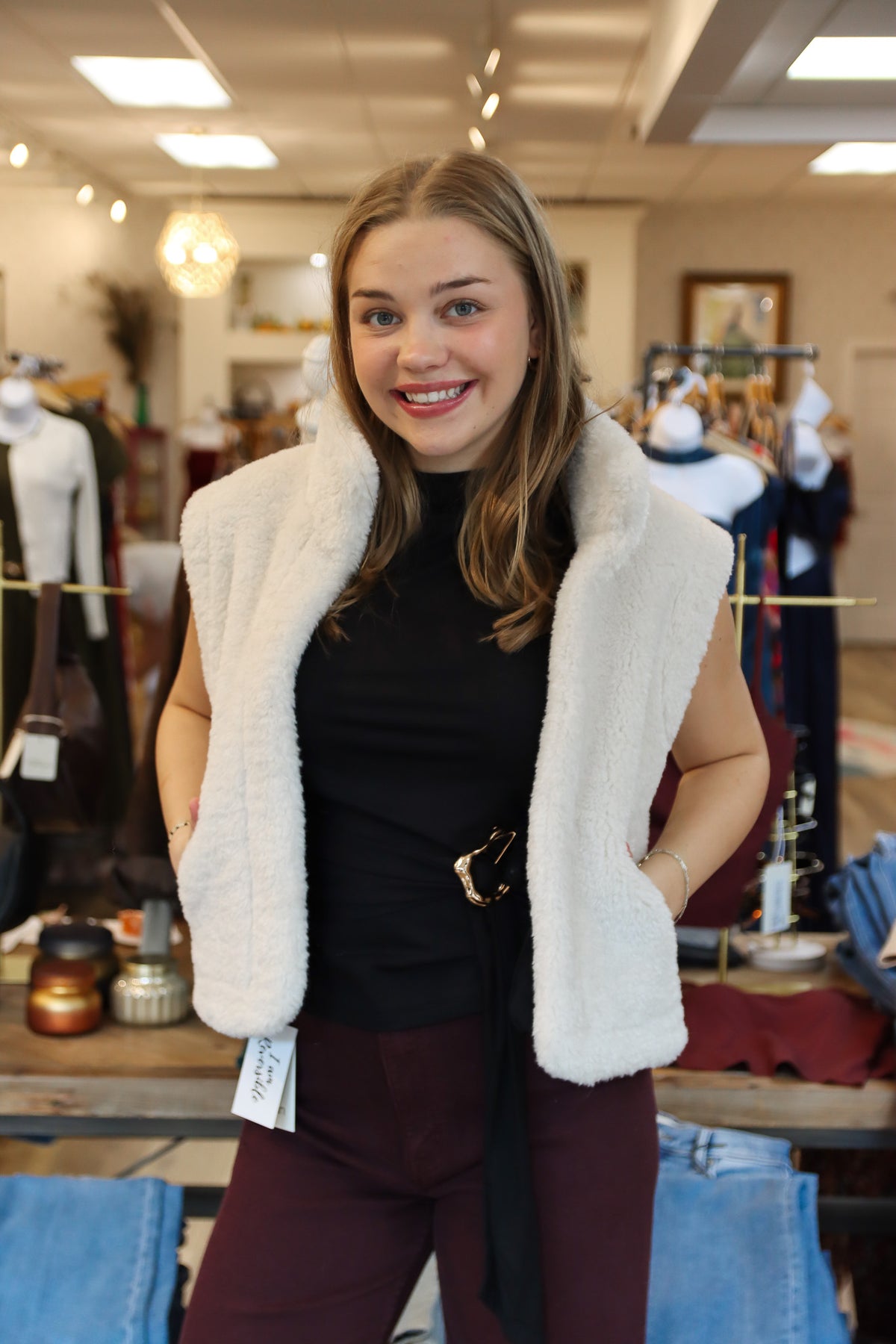 ELAN REVERSIBLE FUR/LEATHER VEST