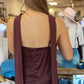 TCEC ADJUSTABLE STRAP STAIN/CHIFFON MAXI DRESS