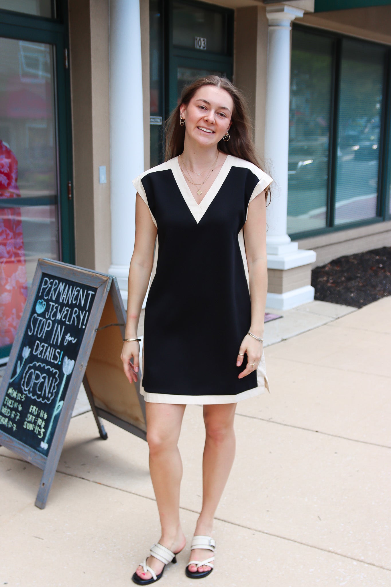 JODIFL CONTRAST ACCENT SOLID CASUAL DRESS