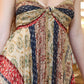 SKY YO MOON GRAPHIC ACCORDION RUFFLE STRAPLESS MAXI DRESS