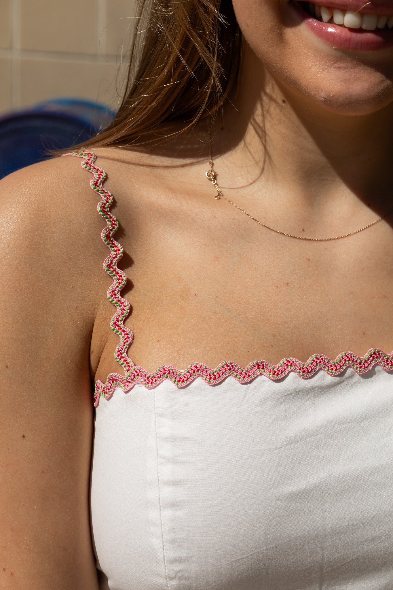 RIC RAC TRIM DETAIL SLEEVELESS MIDI DRESS