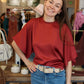 LYSSE “GINGER” MIX-MEDIA DOLMAN TEE