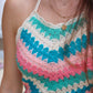 SALTWATER LUXE CROCHET HALTER MINI DRESS