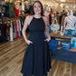 PINCH HALTER NECK A-LINE MAXI DRESS