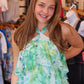 ASTR THE LABEL “DAIGA” FLORAL HALTER TIERED MAXI DRESS