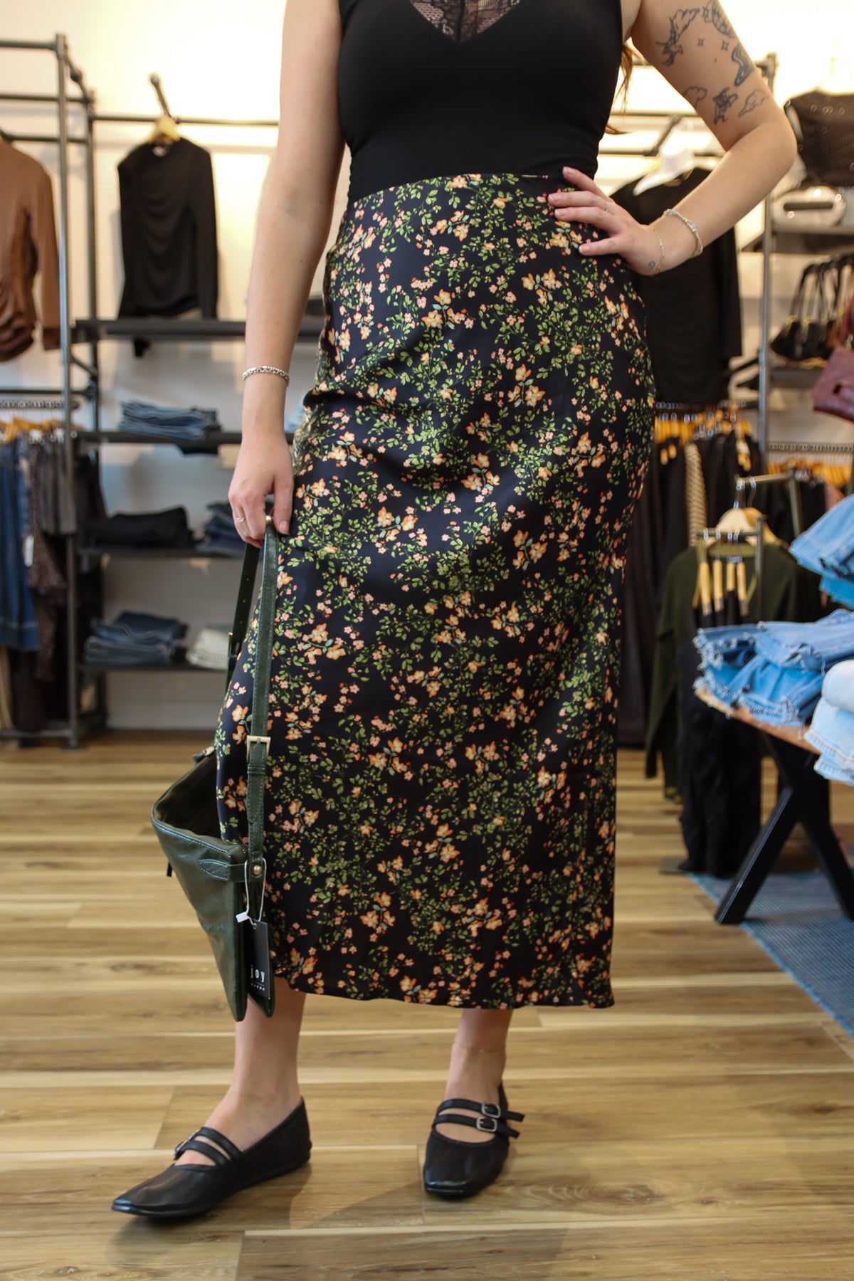 SAGE THE LABEL “URBAN BLOOM” MIDI SKIRT