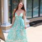 MILIO MILANO “LILY” FLORAL PRINT RUCHED BACK TIERED MAXI DRESS