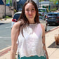 BY TOGETHER SHELL EYELET TIE SIDE TOP