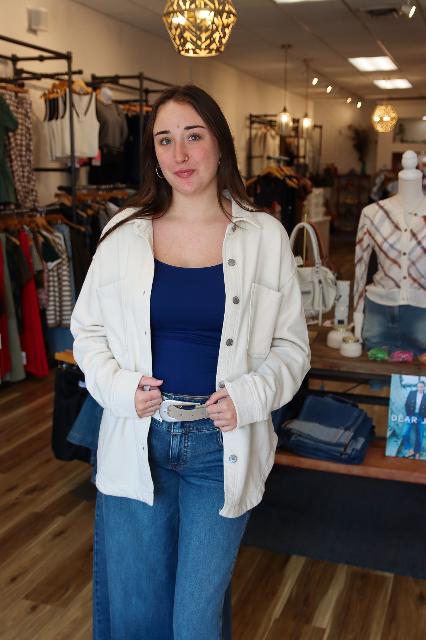 BY TOGETHER OVERSIZED SILVER BUTTON SHACKET