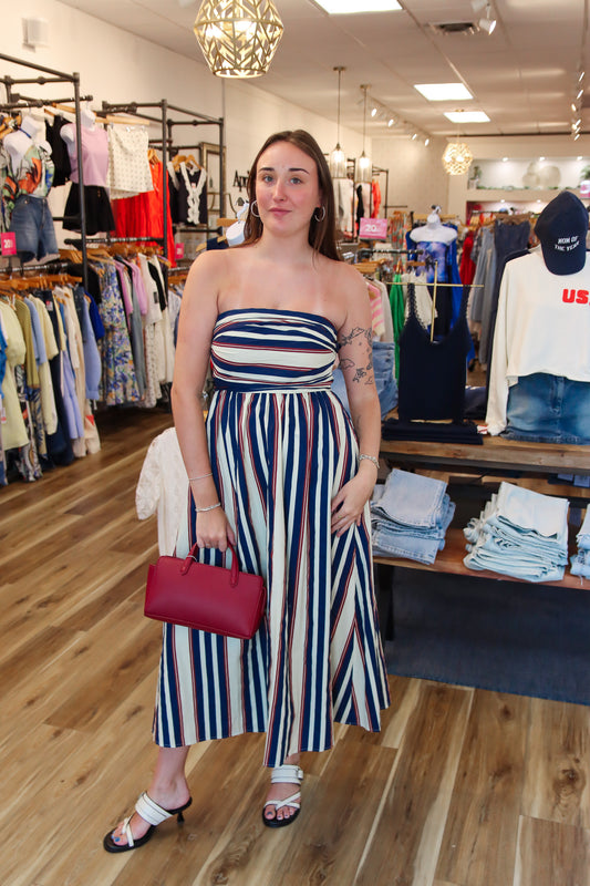 NEEDII TUBE WIDE STRIPED MAXI DRESS