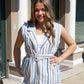 MOLLY BRACKEN "BECCA" SLEEVELESS BELTED STRIPED JACKET