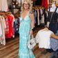 MILIO MILANO “LILY” FLORAL PRINT RUCHED BACK TIERED MAXI DRESS