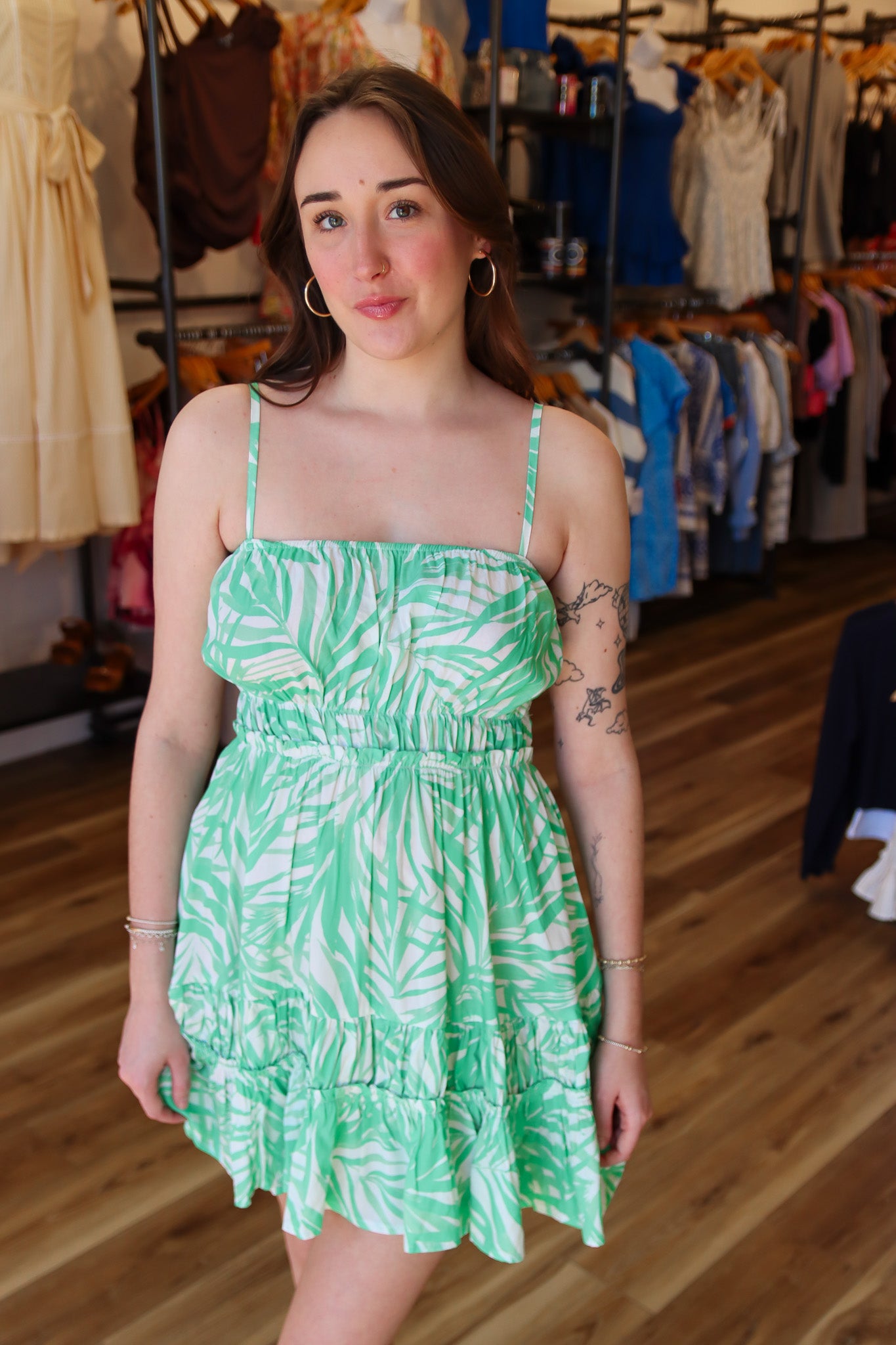 ELAN SPAGHETTI STRAP OPEN BACK MINI DRESS