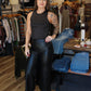ALLIE ROSE HIGH NECK LUREX RACER BACK TANK