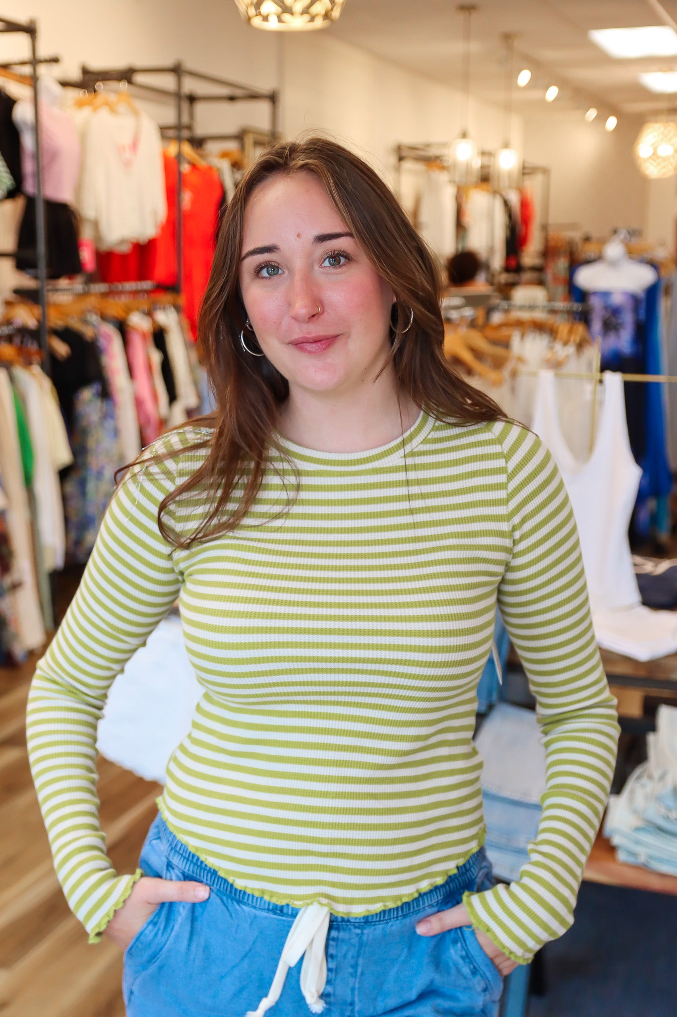FREE PEOPLE “EASY DOES IT” STRIPED TEE