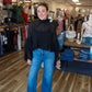BY TOGETHER FLOWY SLEEVE MOCK NECK SHEER TOP