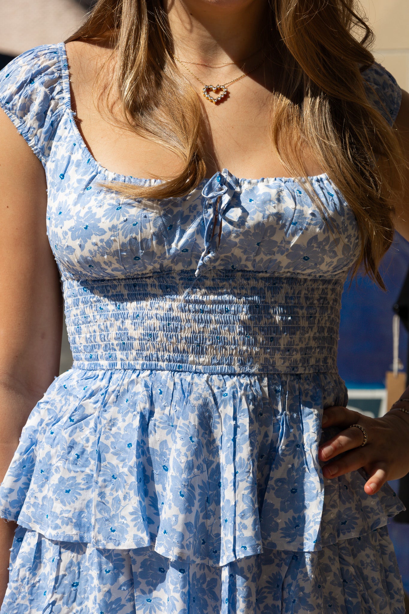 FLORAL CLIP DOT SMOCKED BODY LAYERED ROMPER