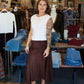 NEEDII SUEDE HANDKERCHIEF MIDI SKIRT