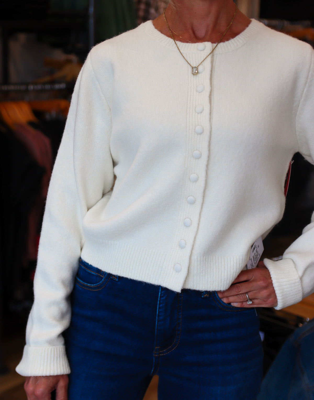 PINCH BUTTON DOWN LONG SLEEVE CARDIGAN