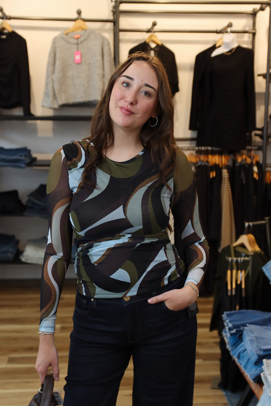 ARIELLA LONG SLEEVE RUCHED TOP