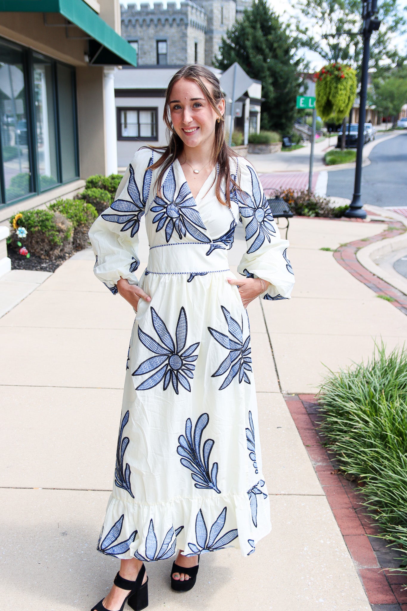 Abstract Wrap Maxi Dress