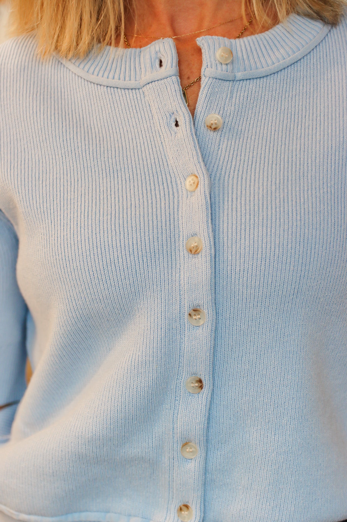 SHORT SLEEVE BUTTON DOWN KNIT SWEATER