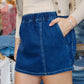 NEEDII WASHED SMOCKED WAISTBAND DENIM SKORT