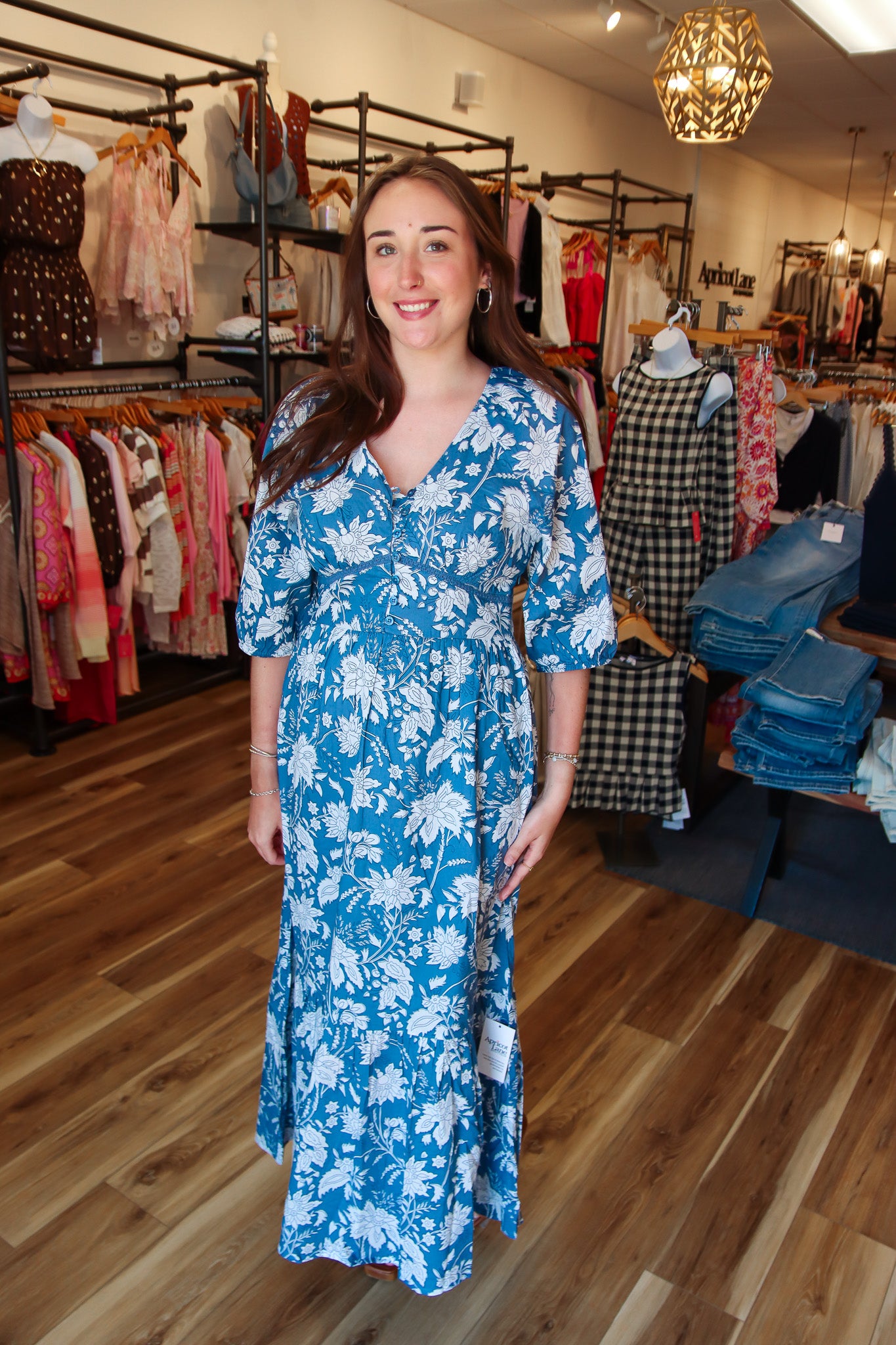 MOLLY BRACKEN “DIVIYA” SLEEVED MAXI DRESS