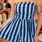 NEEDII STRIPED TUBE PLEATED BODICE ROMPER