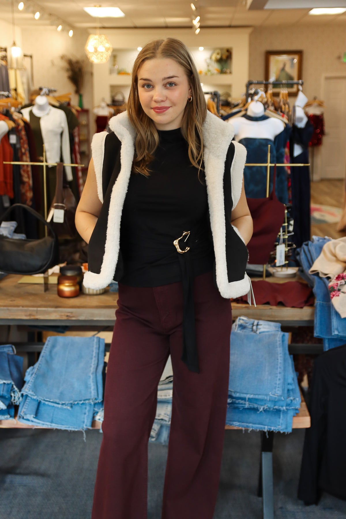ELAN REVERSIBLE FUR/LEATHER VEST