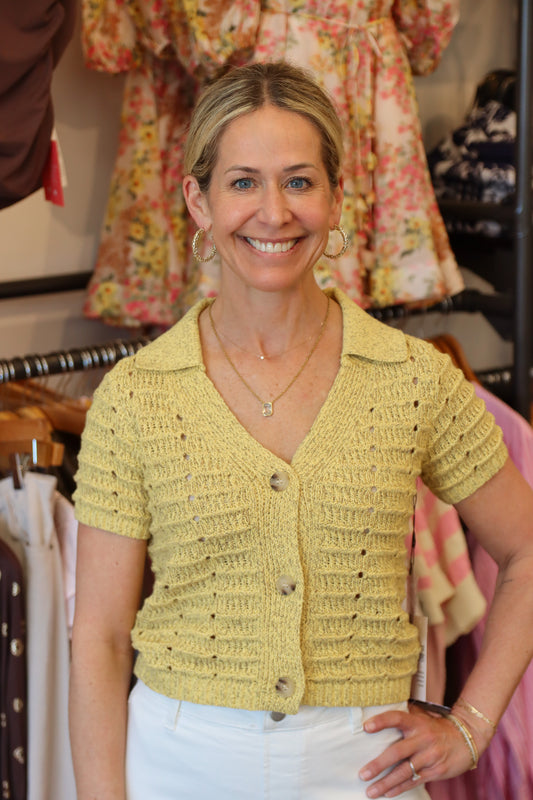 HASSON SHORT SLEEVE POLO CARDIGAN
