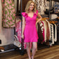 RUFFLED SHOULDER OPEN BACK DRESS